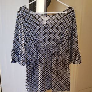 Peplum geometric short sleeved blouse